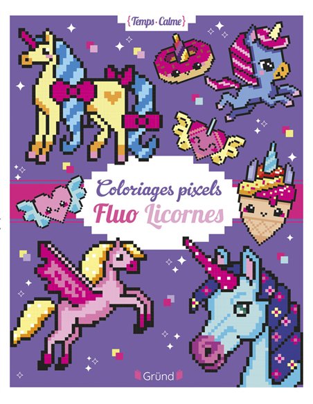 Coloriages pixels fluo licornes - grund