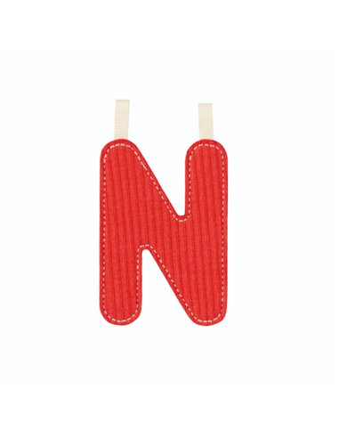 Lettre N en tissu rouge phosphorescente - Lilliputiens