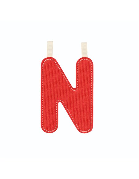 Lettre N en tissu rouge phosphorescente - Lilliputiens