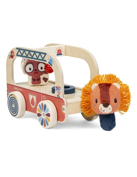 Camion de pompier en bois Jack le lion - Lilliputiens