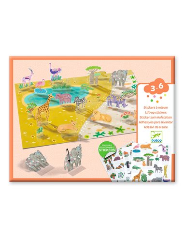 CREER AVEC DES STICKERS - Stickers à relever - Animaux - djeco