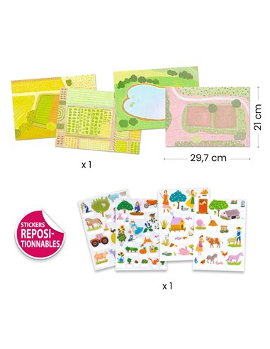 CREER AVEC DES STICKERS - Stickers à relever - À la ferme - djeco