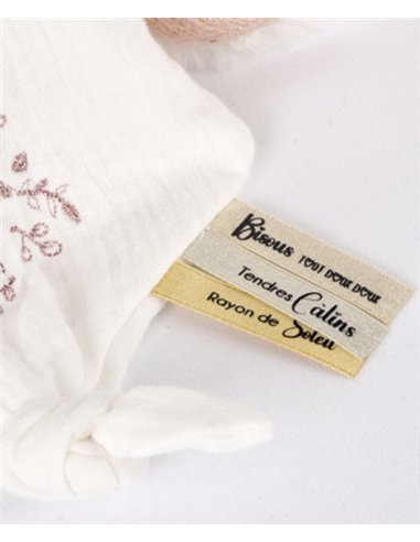 DOUDOU 25 ANS - OURS ROSE Pantin avec doudou mouchoir