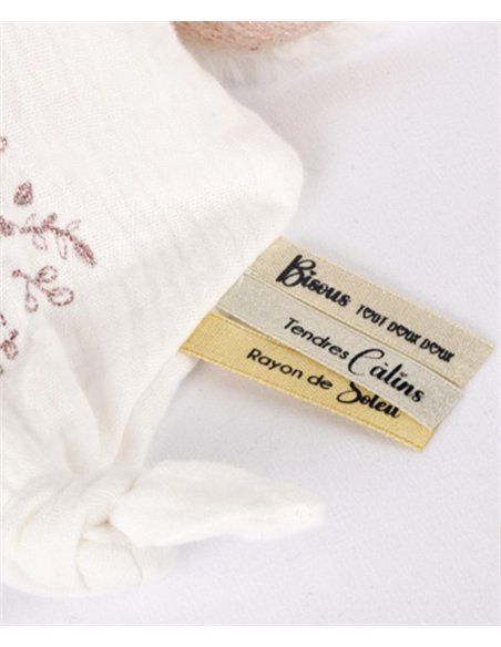 DOUDOU 25 ANS - OURS ROSE Pantin avec doudou mouchoir