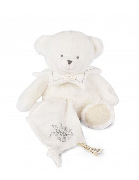 DOUDOU 25 ANS - OURS BLANC Pantin avec doudou mouchoir