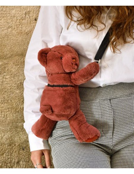 Sac bandouliere - Ours en peluche terracotta - 30 cm