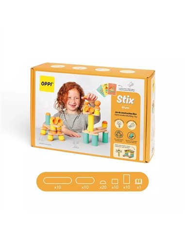 Jouet de construction éducatif en bois - Stix 60 pcs - Oppi
