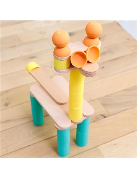 Jouet de construction éducatif en bois - Stix 60 pcs - Oppi