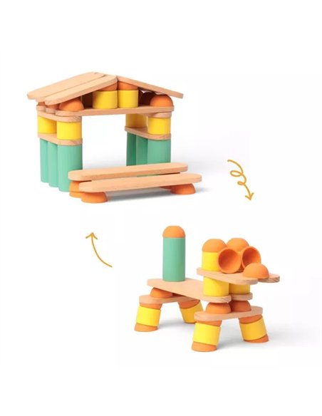 Jouet de construction éducatif en bois - Stix 60 pcs - Oppi