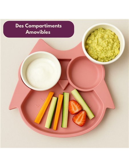 Assiette Compartimentée Hibou Elia Fuchsia - Choo