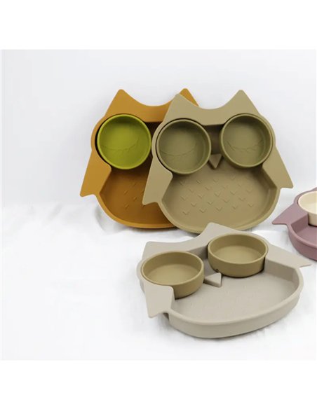Assiette Compartimentée Hibou Elia Menthe - Choo