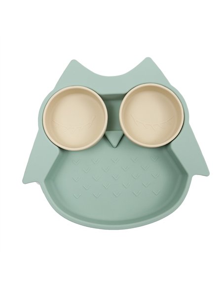 Assiette Compartimentée Hibou Elia Menthe - Choo