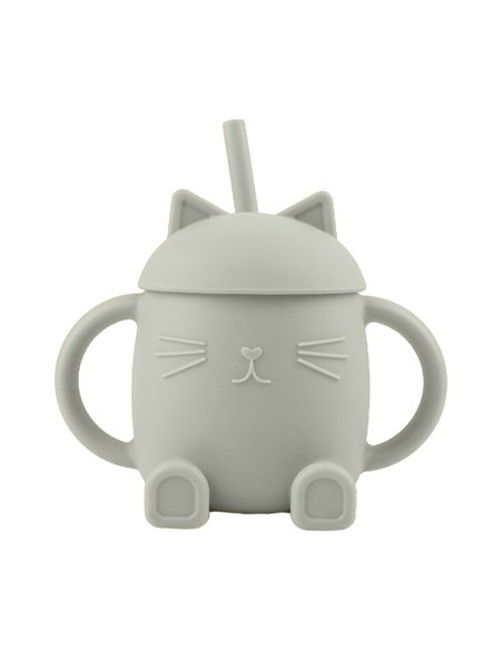 Tasse avec Paille en Silicone Chatty Bleu Glacier - choo