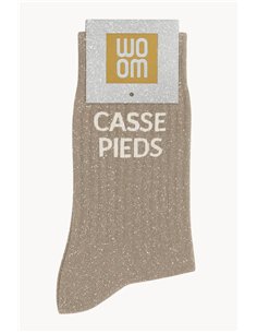 Chaussettes à paillettes Casse Pieds Beige - woom