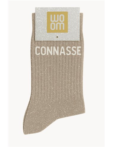 Chaussettes à paillettes Connasse Beige - woom