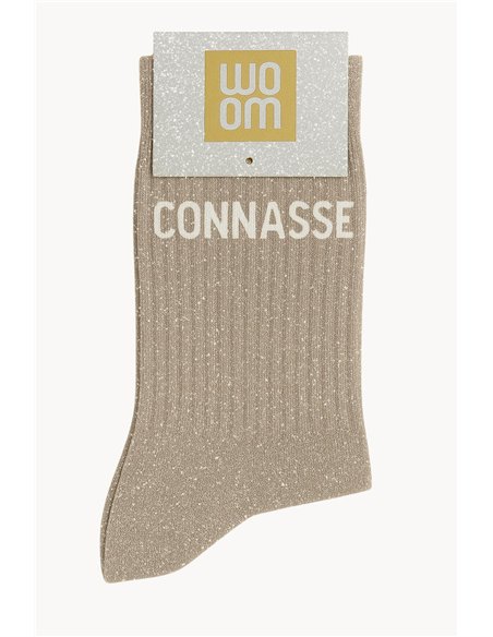 Chaussettes à paillettes Connasse Beige - woom