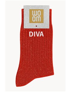 Chaussettes à paillettes Diva Rouge - woom