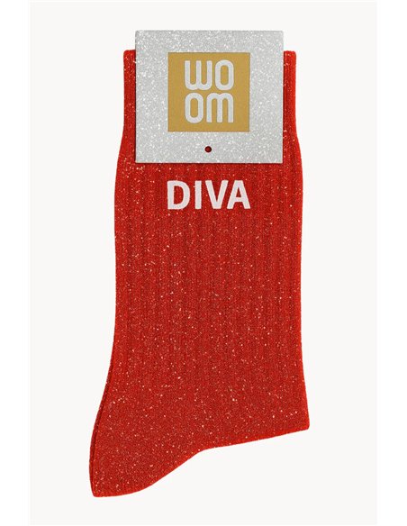 Chaussettes à paillettes Diva Rouge - woom