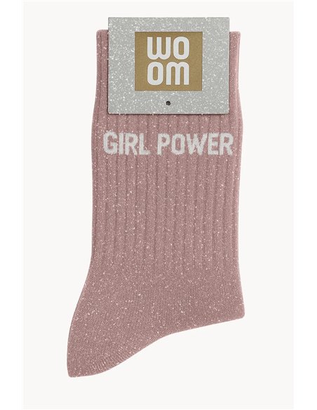Chaussettes à paillettes Girl Power Rose Gold - woom