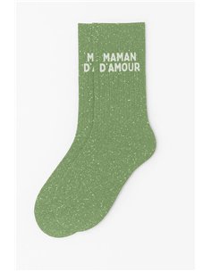 Chaussettes à paillettes Maman d'Amour Vert Amande - woom 2