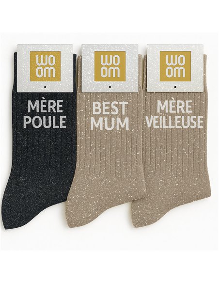 Chaussettes à paillettes Mère Veilleuse Noir - woom