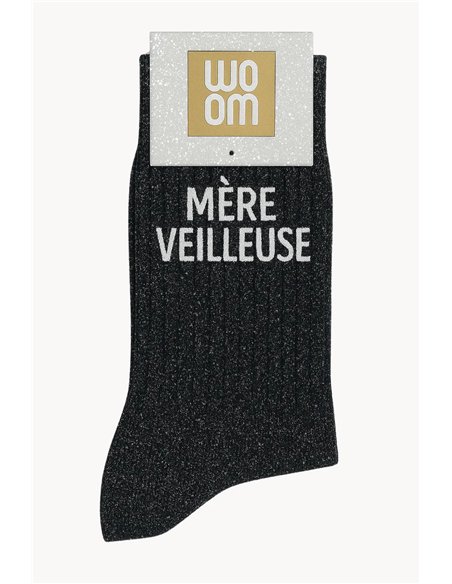 Chaussettes à paillettes Mère Veilleuse Noir - woom