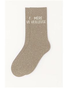 Chaussettes à paillettes Mère Veilleuse Beige - woom 2