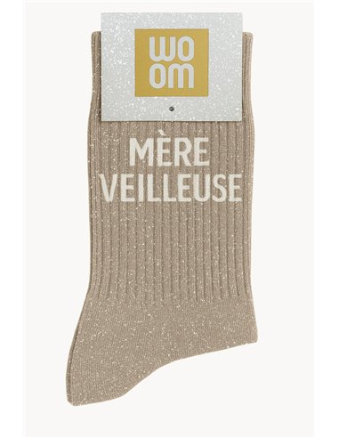 Chaussettes à paillettes Mère Veilleuse Beige - woom