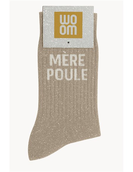 Chaussettes à paillettes Mère Poule Beige - woom