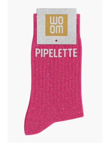 Chaussettes à paillettes Pipelette Rose Fuschia - woom