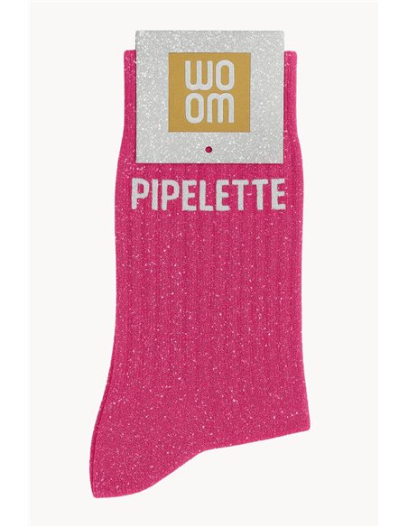 Chaussettes à paillettes Pipelette Rose Fuschia - woom