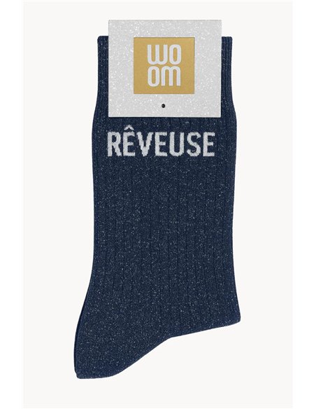 Chaussettes à paillettes Rêveuse Marine - woom