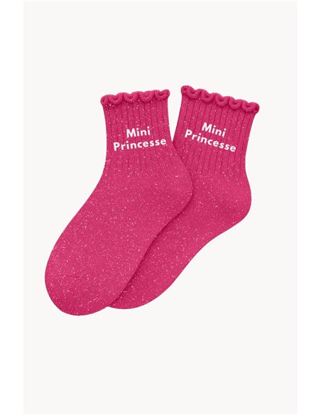 Chaussettes à paillettes Mini Princesse Rose Fuschia (Enfant) - woom