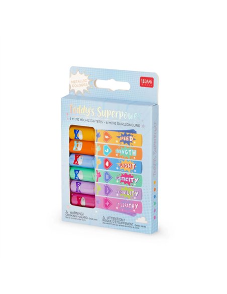 SET DE 6 MINI SURLIGNEURS - TEDDY'S SUPERPOWER - TEDDY BEAR - legami