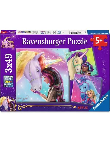 Puzzle L'école des licornes 3x49p - ravensburger