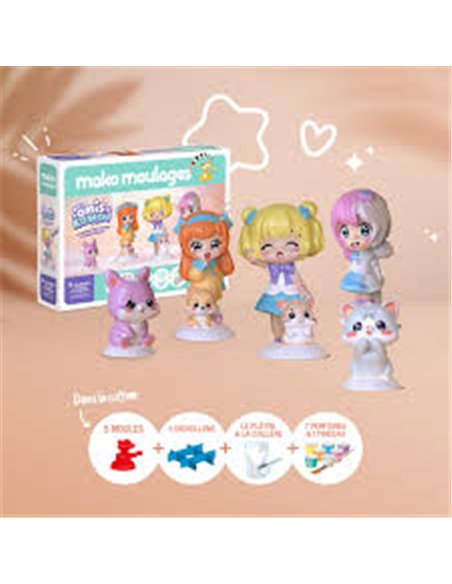 Mako moulages Mes amis kawaii -  coffret 5 moules