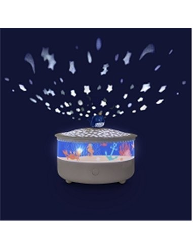 Veilleuse - Projecteur d'Etoiles Ocean 14 Cm - Musical - Détection des Pleurs - Rechargeable USB - trousselier