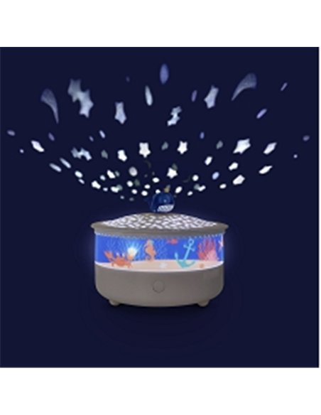 Veilleuse - Projecteur d'Etoiles Ocean 14 Cm - Musical - Détection des Pleurs - Rechargeable USB - trousselier