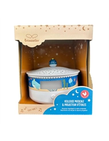 Veilleuse - Projecteur d'Etoiles Ocean 14 Cm - Musical - Détection des Pleurs - Rechargeable USB - trousselier