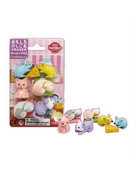 IWAKO puzzle gommes - Chat et Souris