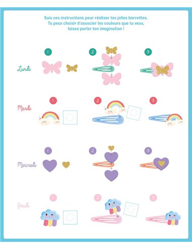 MON COFFRET D'ARTISTE - MON SEMAINIER DE BARRETTES ARC-EN-CIEL - auzou