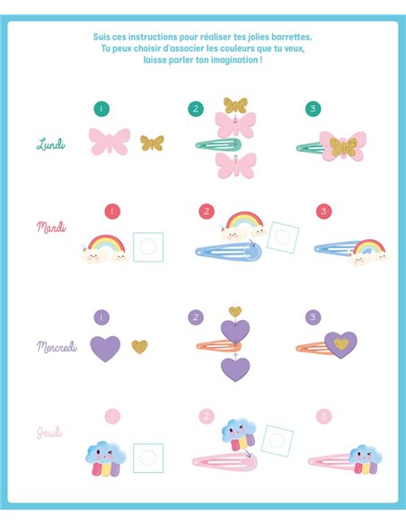 MON COFFRET D'ARTISTE - MON SEMAINIER DE BARRETTES ARC-EN-CIEL - auzou