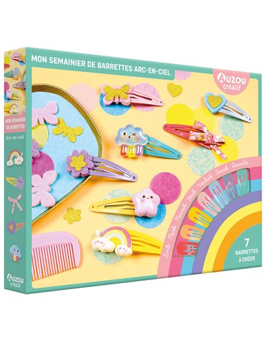 MON COFFRET D'ARTISTE - MON SEMAINIER DE BARRETTES ARC-EN-CIEL - auzou