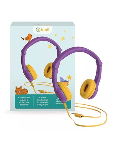 Casque audio violet pour enfants de 3 ans à 8 ans - Compatible avec Ma Fabrique à Histoires Lunii et FLAM - Casque filaire