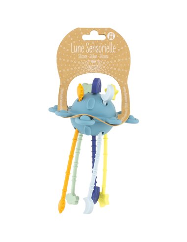 JOUET D'ÉVEIL LUNE SENSORIELLE : BLEUE SILICONE - Ulysse
