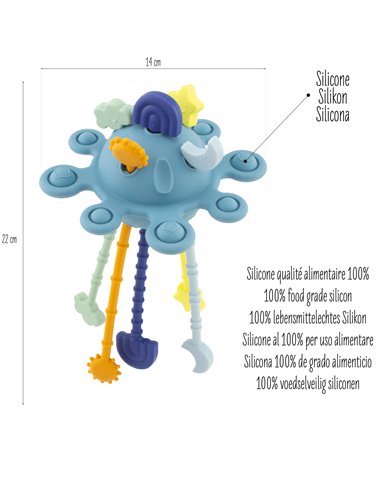 JOUET D'ÉVEIL LUNE SENSORIELLE : BLEUE SILICONE - Ulysse