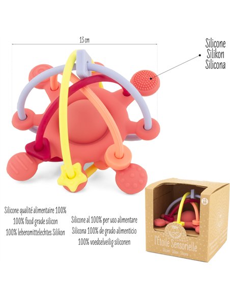ANNEAU DE DENTITION ÉTOILE SENSORIELLE : ROUGE BRIQUE SILICONE - Ulysse