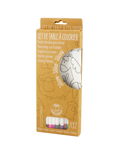 SET DE TABLE À COLORIER EN SILICONE - THÈME FERME - Ulysse