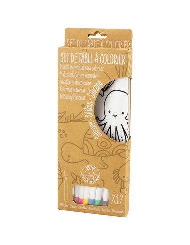 SET DE TABLE À COLORIER EN SILICONE - THÈME OCÉAN - Ulysse
