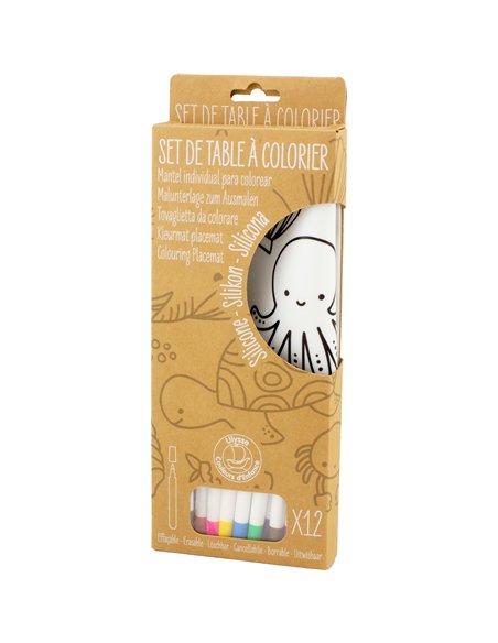 SET DE TABLE À COLORIER EN SILICONE - THÈME OCÉAN - Ulysse